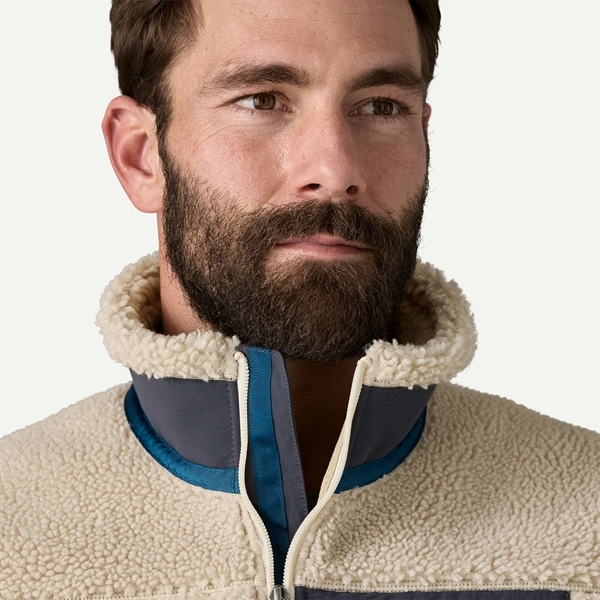 Patagonia Mens Classic Retro-X Vest - Natural w/Smolder Blue